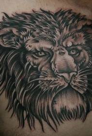 modello di tatuaggio petto di leone grigio nero