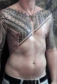 bryst enkel svart polynesisk stil totem tatoveringsmønster