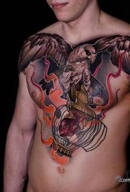 hím mellkas gyönyörű sas ketrecben szív tetoválás minta