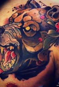 torace modello scuola tatuaggio testa orso europeo e americano