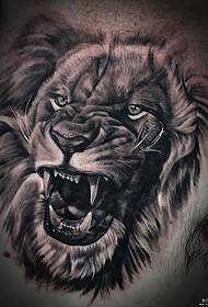 chest realistic lion tattoo pattern