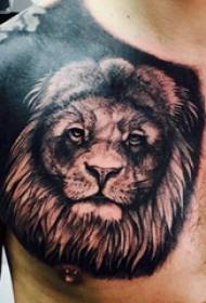 petto di tatuaggi maschi maschi petto leone nero prepotente Immagini di tatuaggi