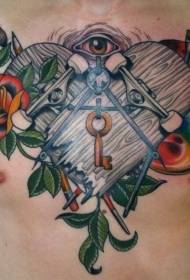 Chest kashe skateboard tare da tsarin tattoo eye eye