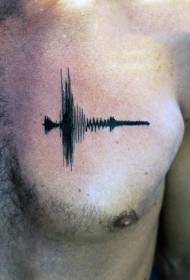 mellkas kis fekete vonal reális EKG tetoválás minta