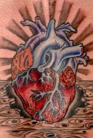 chest colored heart tattoo pattern