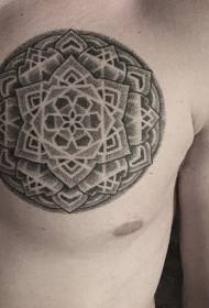 peito ponto estilo preto flor tatuagem padrão