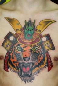férfi mellek uralkodó tigris és egyszarvú fej tetoválás minta