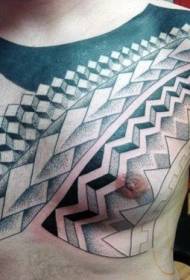 плечо и грудь простой черно-белый геометрический рисунок татуировки