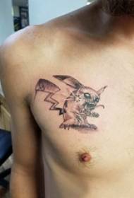 Kitunguu cha kifua cha tatoo Kiume Kijana Cheusi Nyeusi Pikachu