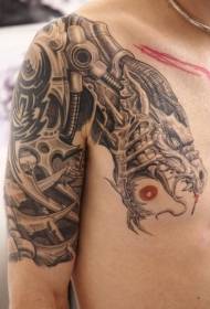 disegno del tatuaggio meccanico drago personalizzato mezzo-corpo