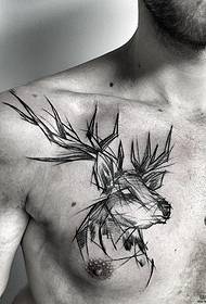 modello di tatuaggio stile penna-vernice alce maschio al torace
