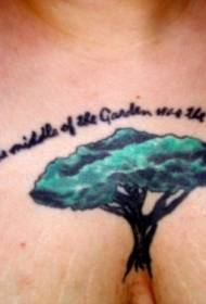 гърдите синьо дърво модел татуировка