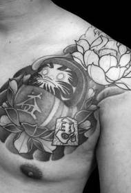 arm carving style black Dharma flower tattoo pattern