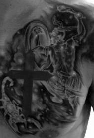 гърдите реалистични Скорпион и Скорпион портрет татуировка модел