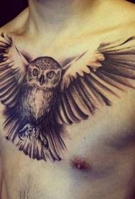 modello di tatuaggio maschio grigio gufo nero grigio