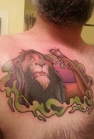 dječaci na prsima oslikani gradijent apstraktne linije crtani Slika male životinje lav tetovaža