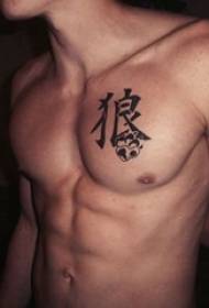 testo Tatuaggio modello ragazzo petto nero testo immagine tatuaggio