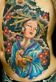 sivukortit veitsellä itsemurha-geishamaalattu tatuointikuvio