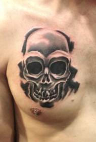 patró de tatuatge de crani negre al pit