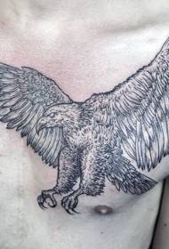 disegno del tatuaggio petto aquila volante squisita linea nera