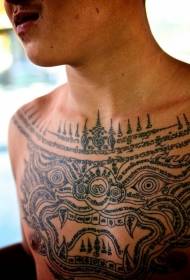 Dekorasyon sa Chest Asian Traditional Ink painting nga Totem Tattoo Pattern