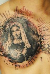 petto Old school Black Fingerprint Madonna Geometric Tattoo Pattern