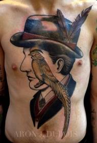 hauv siab surreal style xim duab thaij duab nrog parrot tattoo txawv