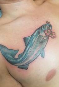 tatouage poitrine de poisson chanceux images de tatouage de fleurs et poissons