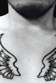 mellkas egyszerű fekete vonal szárnyakkal tetoválás minta