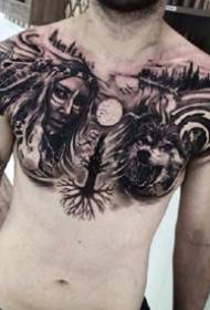 maschio grande fiore petto _42 eccezionale maschio grande fiore petto tatuaggio modello immagine 50708 - modello geometrico del tatuaggio impatto visivo maschile forte modello geometrico del tatuaggio