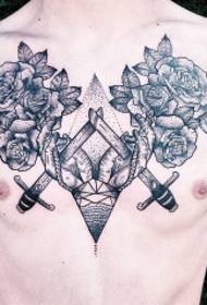 borst punt doorn roos dolk creatief tattoo patroon