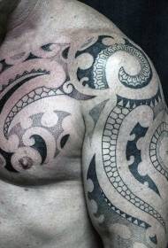 fél egyszerű fekete polinéz totem tetoválás mintázat