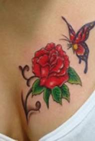 Art Rose Chest Tattoo