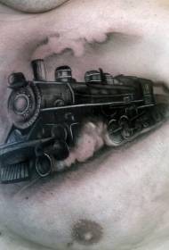 pettu realistice di trenu à vapore Pattern di tatuaggi neri grisgi