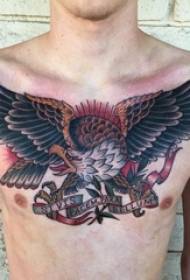tatuering bröst manlig pojke bröst färgad örn tatuering bild