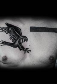 krūšu kurvja melno pelnu nosēšanās ērgļa tetovējuma modelis