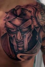 padrão de tatuagem de retrato de guerreiro negro sonhador no peito