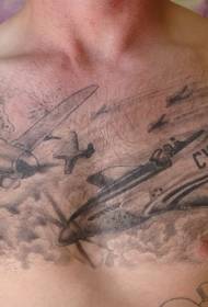 груди црно сиви стил Другог светског рата борац личности тетоважа узорак