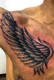 modèle de tatouage poitrine petites ailes noir gris