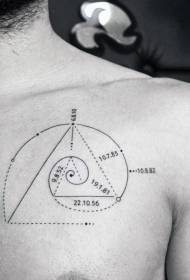 göğüs küçük bilimsel geometrik sembol siyah çizgi dövme deseni
