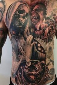 Brust und Bauch färbten verschiedene Monster Kerze Tattoo Designs