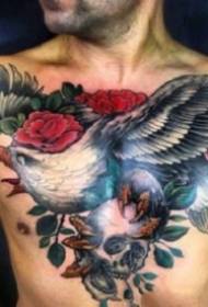 9 mandlige store blomsterbryst Tattoo arbejder billeder