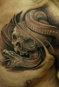 borskas swart skedel en slang tattoo patroon