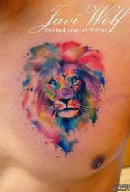 brystfarge sprut blekk løve tatoveringsmønster