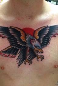 chest Europe old school sun eagle tattoo pattern