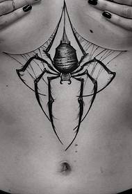 dibdib ng batang babae European at American pattern ng tattoo ng spider
