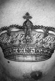petto bellissimo modello di tatuaggio lettera corona nera