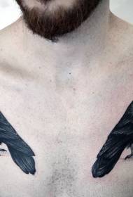 груди прості два чорних ворона татуювання візерунок