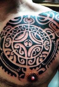satengah hideung pola Aztec gaya tato totem