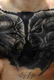 chest demonic alien tattoo pattern